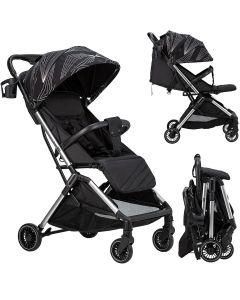 FreeOn Wandelwagen - Compacte lichtgewicht & Autofolding Buggy - Unique - Zwart-Zilver (geschikt van 6mnd-15kg)