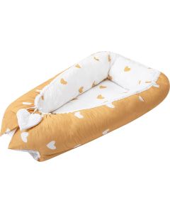 Bubaba by FreeON Babynest - omkeerbaar - Yellow Hearts - Geel (95x60cm)